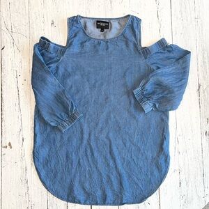 Walter Baker Chambray Denim Cold Shoulder Top Medium